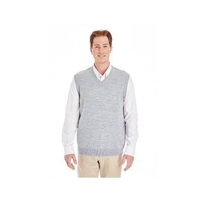 Harriton Mens Pilbloc V-Neck Sweater Vest (M415) -GREY HEATH -5XL