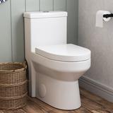DeerValley Liberty Compact Toilet One-Piece Dual-Flush Round Toilet Floor Mounted (Seat Included) in White | 28.15 H x 13.39 W x 25.39 D in | Wayfair