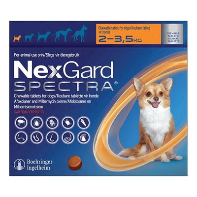 Nexgard Spectra For Xsmall Dogs 4.4-7.7 Lbs (Orange) 3 Pack