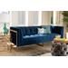 Baxton Studio Ambra Glam & Luxe Royal Blue Velvet Fabric & Button Tufted Gold Sofa w/ Gold-Tone Frame - TSF-5507-Navy/Gold-SF