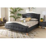 Baxton Studio Felisa Modern Charcoal Grey Fabric & Button Tufted King Size Platform Bed - CF9009-Charcoal-King