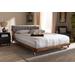 Baxton Studio Sante Mid-Century Modern Grey Fabric Upholstered Wood Queen Size Platform Bed - BBT6735-Grey-Queen