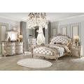 Gorsedd Queen Bed in Fabric & Antique White - Acme Furniture 27440Q