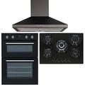 SIA Double Built In Electric Fan Oven, 5 Burner Gas Hob And Chimney Cooker Hood