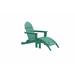 Three Posts™ Hartington Plastic/Resin Folding Adirondack Chair w/ Ottoman Plastic/Resin in Blue | 35 H x 29 W x 36 D in | Wayfair
