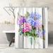 East Urban Home 71" x 74" Floral Shower Curtain, Hydrangea Flowers 6 by Suren Nersisyan Polyester in Blue/Indigo/White | 71 H x 74 W in | Wayfair
