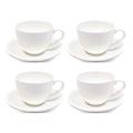 Maxwell & Williams 5245564 Cashmere Tea Cup and Saucer Set, Fine Bone China, White, 230 ml, Set of 4 Tea Cups and 4 Saucers