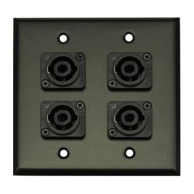 Whirlwind WP2B/4NL4 2-Gang Wall Plate with 4 Neutrik NL4 Speakon Terminals (Black Fin WP2B/4NL4