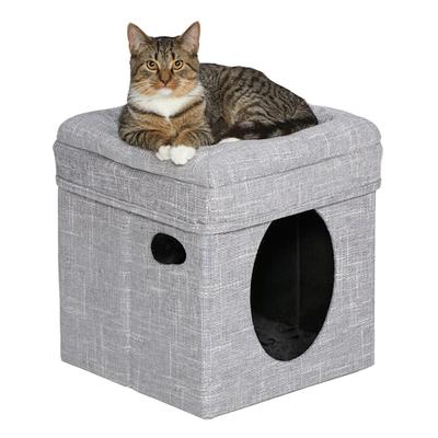 Midwest Curious Cube for Cat, Silver, 16.53" H