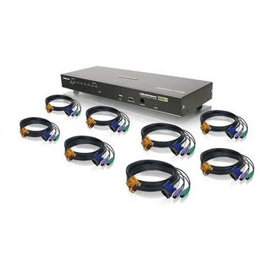 IOGEAR 8-Port USB PS/2 Combo KVMP Switch With PS/2 KVM Cables GCS1808KITP