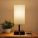 Wade Logan® Albaro 14" Table Lamp w/ USB Charging Port - Small Bedside Table Light (Linen/Brown) Manufactured in Brown/White | Wayfair