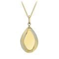 Carissima Gold Women's 9ct Yellow Gold Concertinaed Edge Teardrop Pendant 13.5mm x 28.5mm on 9ct Yellow Gold Diamond Cut Curb Chain Necklace - 0.7mm - Length 46cm/18"