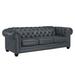 Astoria Grand Ornellas 93" Leather Match Rolled Arm Chesterfield Sofa Leather Match/Manufactured Wood in Gray | 31 H x 93 W x 38 D in | Wayfair