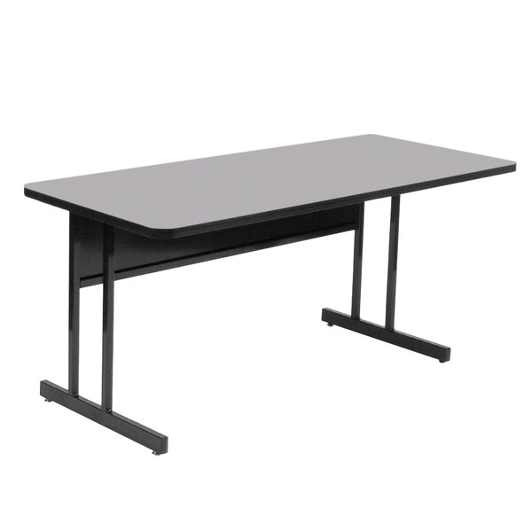 Correll 24" x 60" Rectangular Gray Granite Finish High Pressure Top Desk Height Computer and Training Table