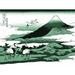 ArtVerse Japanese Cranes & Mount Fuji Wood Block Print Removable Wall Decal Vinyl in Green/Black | 14 H x 18 W in | Wayfair HOK010A1418A