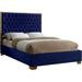 Everly Quinn Spadaro Tufted Upholstered Platform Bed Wood in Blue/Yellow/Brown | 58.5 H x 59.5 W x 81.5 D in | Wayfair