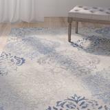 Blue 96 x 0.4 in Area Rug - One Allium Way® Thora Floral Wool Light Gray/Area Rug Wool | 96 W x 0.4 D in | Wayfair ONAW2483 40675865