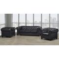 Astoria Grand Ornellas 3 Piece Leather Match Living Room Set Leather Match in Black | 31 H x 93 W x 38 D in | Wayfair Living Room Sets