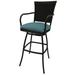 Charlton Home® Cutlip Linen 35" Patio Bar Stool w/ Cushion in Blue | 49 H x 30 W x 20 D in | Wayfair 83F8D149B857498EAEACA0433B8E9C52