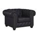 Armchair - Astoria Grand Orner 48" Wide Tufted Leather Match Armchair Faux Leather/Leather Match/ in Black | 31 H x 48 W x 38 D in | Wayfair