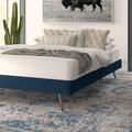 Ebern Designs Loryn Bed Frame w/ Round Splayed Legs Upholstered/Polyester in Blue | 13 H x 79.5 W x 85.5 D in | Wayfair