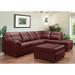 Red Sectional - Red Barrel Studio® Yarber 124" Wide Genuine Leather Right Hand Facing Corner Sectional w/ Ottoman redGenuine Leather | Wayfair