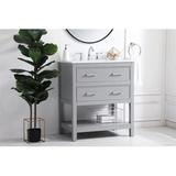 Mercury Row® Shuford 30" Free-standing Single Bathroom Vanity Set Wood/Marble in Gray | 34 H x 30 W x 19 D in | Wayfair