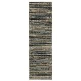 Black/Blue 2'3" x 7'6" Area Rug - Latitude Run® Halford Power Loom Black/Navy Rug Polyester/Polypropylene | Wayfair