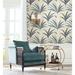 York Wallcoverings Antonina Vella Deco Palm 27' L x 27" W Wallpaper Roll Non-Woven in Blue/Brown | 27 W in | Wayfair CA1552