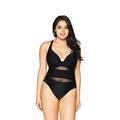 Curvy Kate Women's Sheer Class Plunge Swimsuit, Black (Black), 32HH