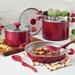 Rachael Ray Create Delicious Stackable Nonstick Cookware Induction Pots & Pans Set, 8 Piece Non Stick/Aluminum in Red | Wayfair 12166