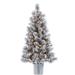 The Holiday Aisle® Flocked Potted Prelit 4.5' Pine Artificial Christmas Tree in Green/White | 54 H x 28 W in | Wayfair