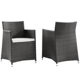 Junction Armchair Outdoor Patio Wicker Set of 2 in Brown White - East End Imports EEI-1738-BRN-WHI-SET