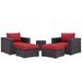 Convene 5 Piece Outdoor Patio Sectional Set in Espresso Red - East End Imports EEI-2201-EXP-RED-SET