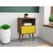 Manhattan Comfort 203AMC94 - Liberty Mid Century Modern Nightstand 1.0 w/ 1 Cubby Space & 1 Drawer in Rustic Brown & Yellow