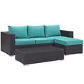 Convene 3 Piece Outdoor Patio Sofa Set in Espresso Turquoise - East End Imports EEI-2178-EXP-TRQ-SET