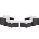 Convene 4 Piece Outdoor Patio Sectional Set in Espresso White - East End Imports EEI-2202-EXP-WHI-SET