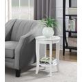 American Heritage Round End Table in White Faux Marble/White - Convenience Concepts 7106259WMW