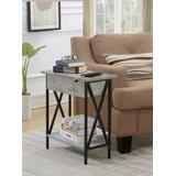 Tucson Flip Top End Table with Charging Station and Shelf in Faux Birch/Black - Convenience Concepts 161859C1