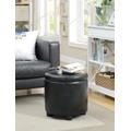 Designs4Comfort Round Accent Storage Ottoman in Black - Convenience Concepts 163523BL