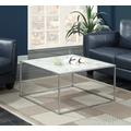 Gold Coast Faux Marble Coffee Table in Faux Marble / Silver - Convenience Concepts 413482S