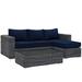 Summon 3 Piece Outdoor Patio Sunbrella® Sectional Set in Canvas Navy - East End Imports EEI-1903-GRY-NAV-SET