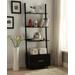 American Heritage Ladder Bookcase /w File Drawer in Black Finish - Convenience Concepts 8043491BL