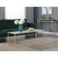 Gold Coast Faux Marble Rectangle Coffee Table in White Faux Marble/Gold Frame - Convenience Concepts 413472WMG