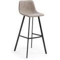 Tabouret de bar Alve beige 80 cm avec dossier en polyuréthane et pieds en acier noir - Beige - Kave