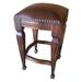 New World Trading Zorro Bar & Counter Stool Wood/Upholstered/Leather/Genuine Leather in Brown | 26 H x 18 W x 18 D in | Wayfair ZORCSTOOLBROWN