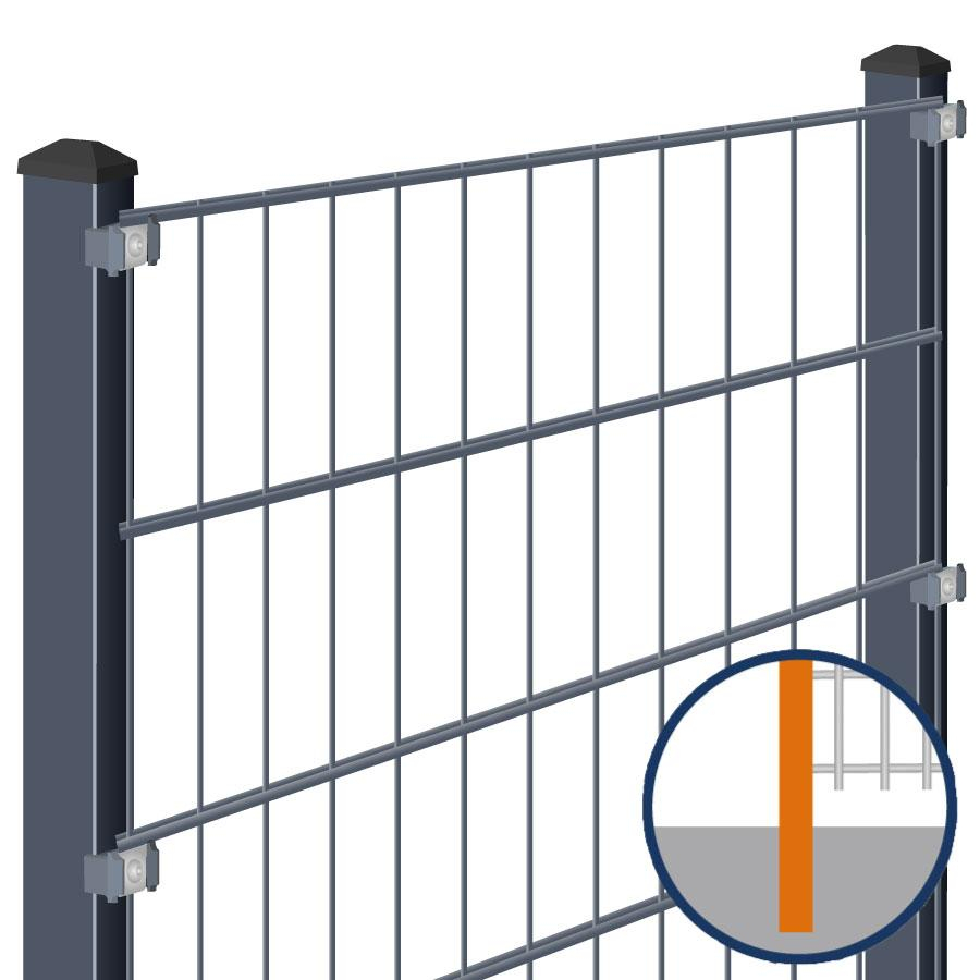 Doppelstabmattenzaun zum Einbetonieren Rundum-sorglos-Paket Anthrazit Komplettset, Halteplättchen, 1030 mm,30 m,8/6/8 mm,gerade Image