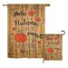 Breeze Decor Hello Autumn Time for Pumpkin Fall Harvest & 2-Sided Polyester 2 Piece Flag Set in Brown | 28 H x 18.5 W in | Wayfair