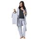 HAPPY MAMA Women's Maternity Nursing Pyjama Gown Baby Mama 4pcs Matching Set 181 (Grey Melange Stripes & Graphite Melange, UK 16, 2XL)