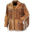 Genuine Cowboy Jacket Native American Cowboy Fringed Wear Jackets Coats Mens Style Suede Fringe Winter Coat Wear Winter Shirt,Clothing, Beaded Western Leather Jacket for Sale GCj01 - XL Brown